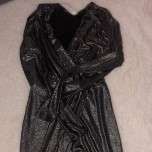 Long sleeve slit dress dark silver